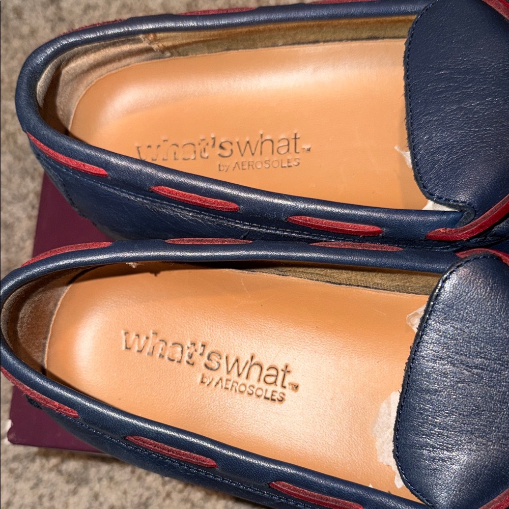 AEROSOLES Navy and Burgundy Loafers - Picture 3 of 5